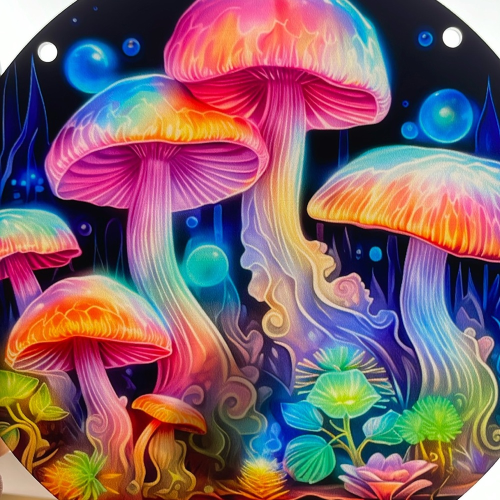 Suncatcher Acrylic Psychedelic Mushrooms Faux Stained Glass Decorative Art Decor